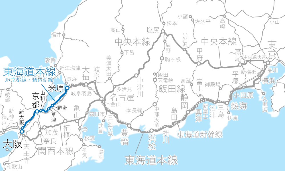 米原～大阪-路線図